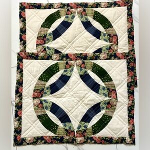 Double Wedding Ring Quilted Pillow Shams quilted pillow floral patchwork quilt